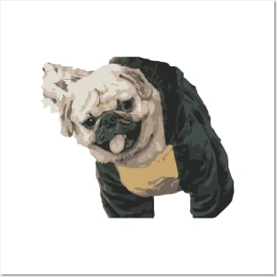 Dog wearing blue coat - Vector image Posters and Art